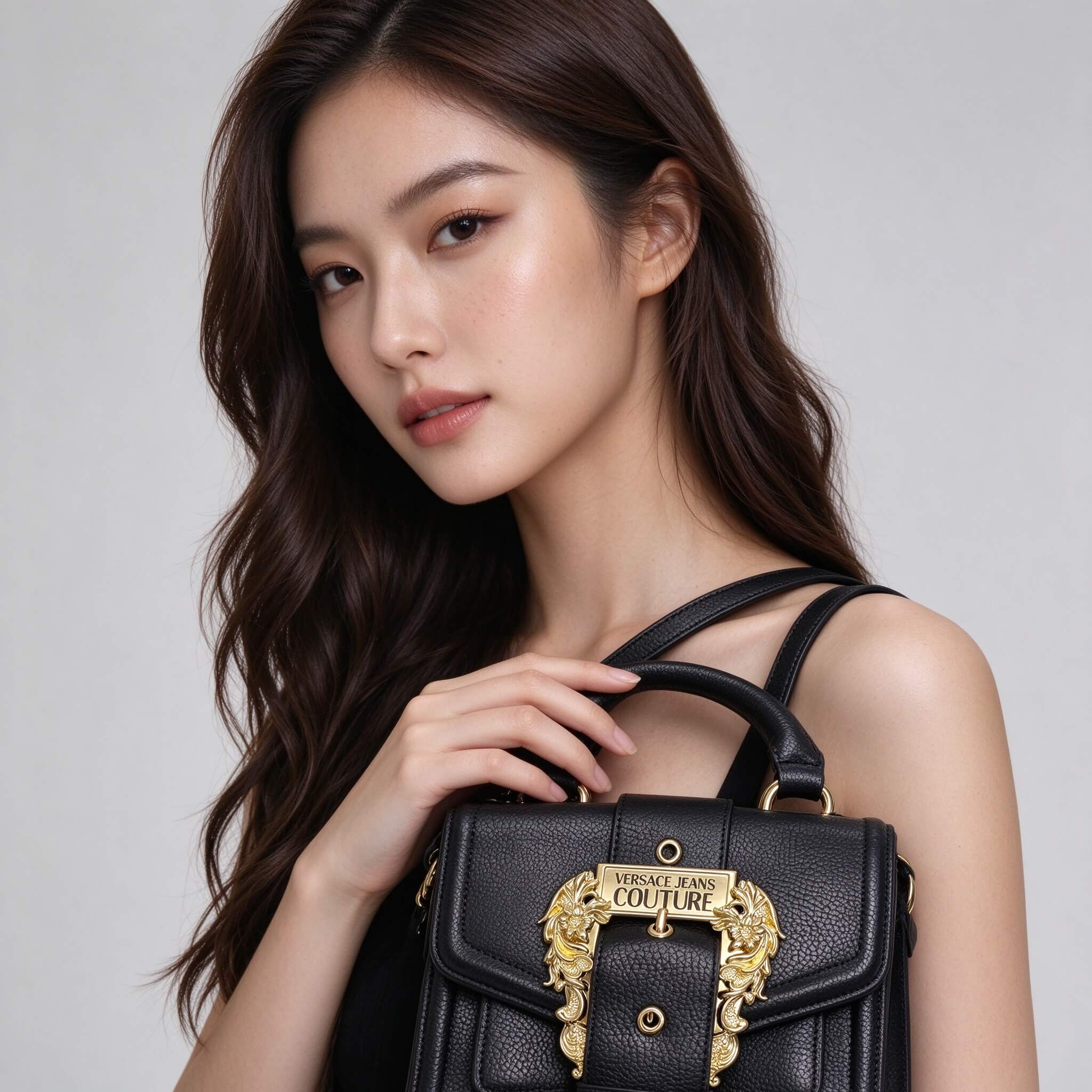 04_亚洲模特_3-4角度特写 Versace Bag - Image 1